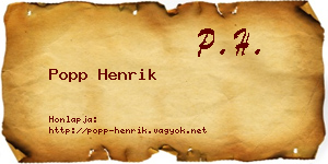 Popp Henrik névjegykártya